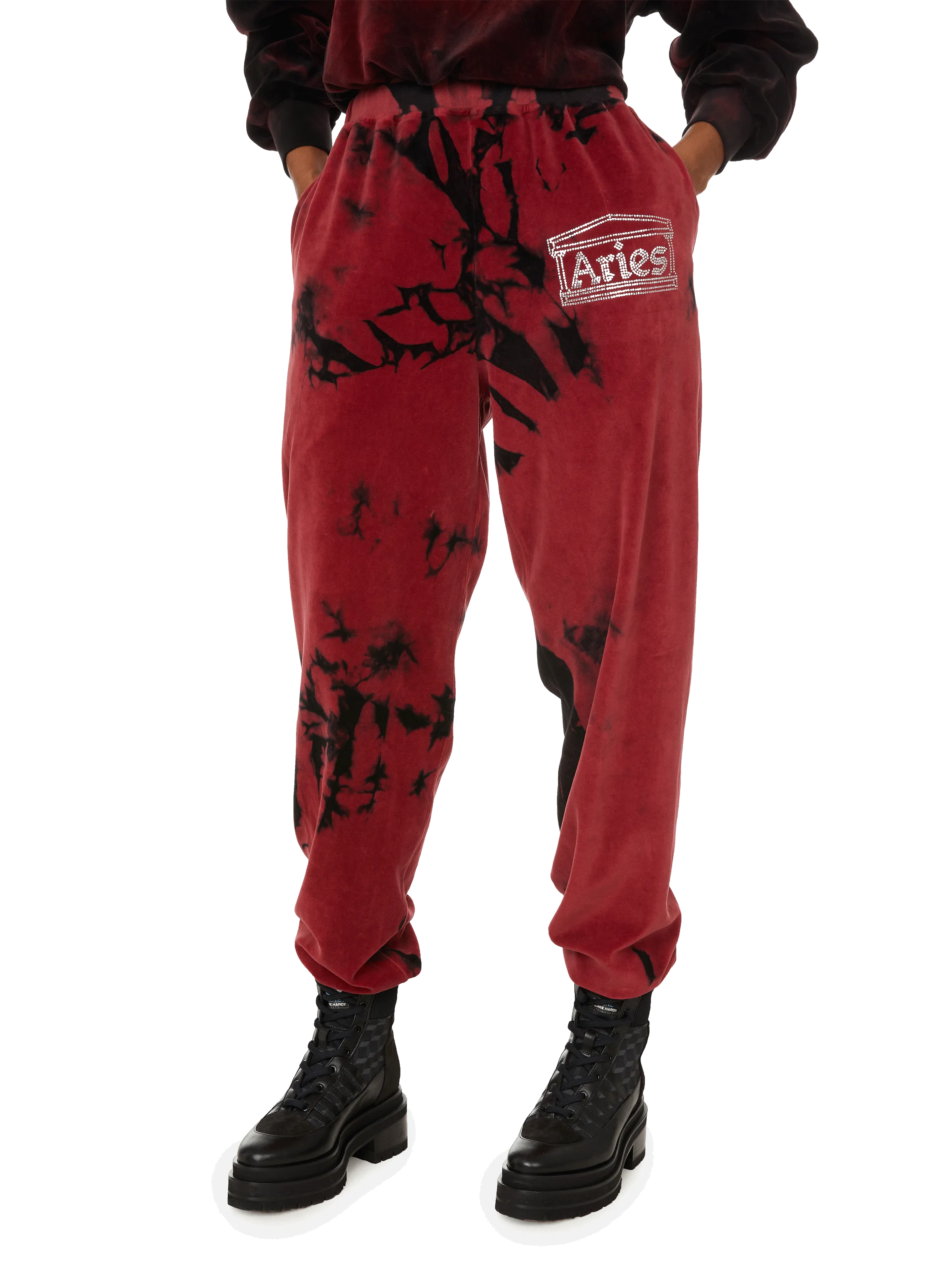 ARIES  Pantalon de jogging Temple en velours - Rouge