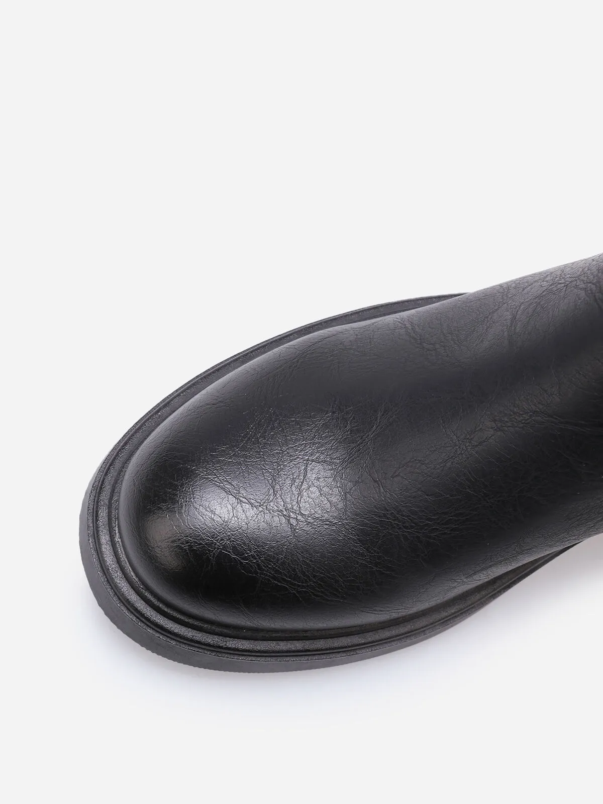Bottines plissées à semelle épaisse- Noir