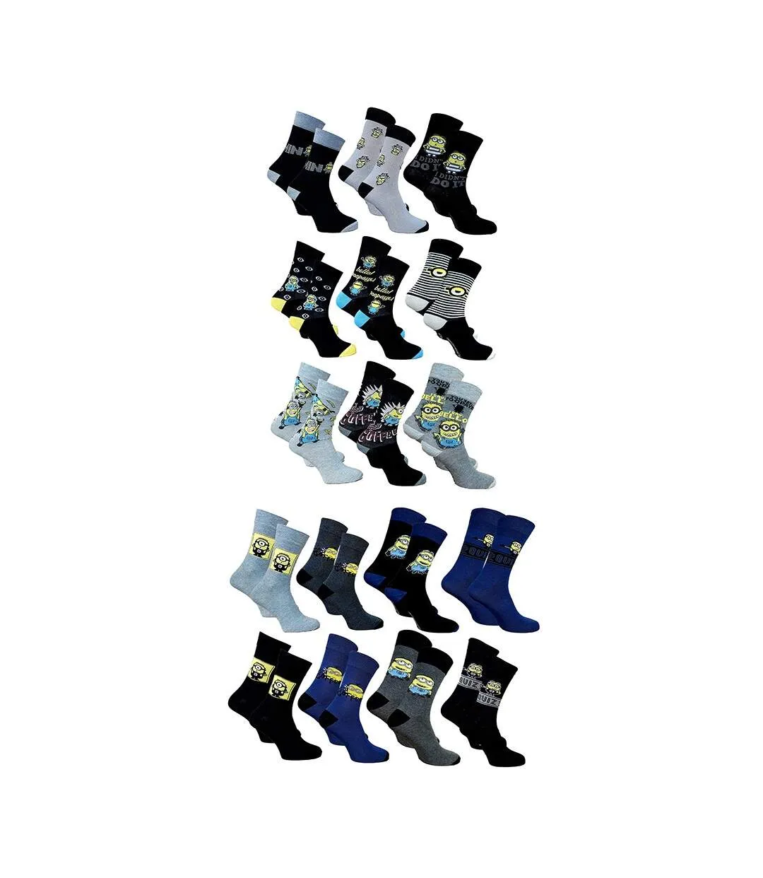 Chaussettes homme Moi,Moche et Méchant en Coton -Assortiment modèles photos selon arrivages- Pack de 20 Paires