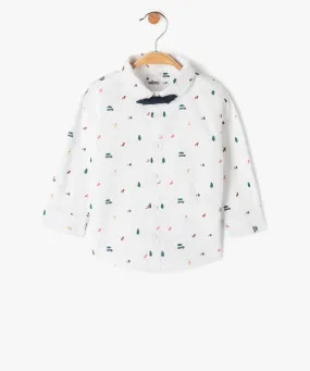 Chemise bébé garçon à motifs de Noël avec noeud papillon amovible blanc