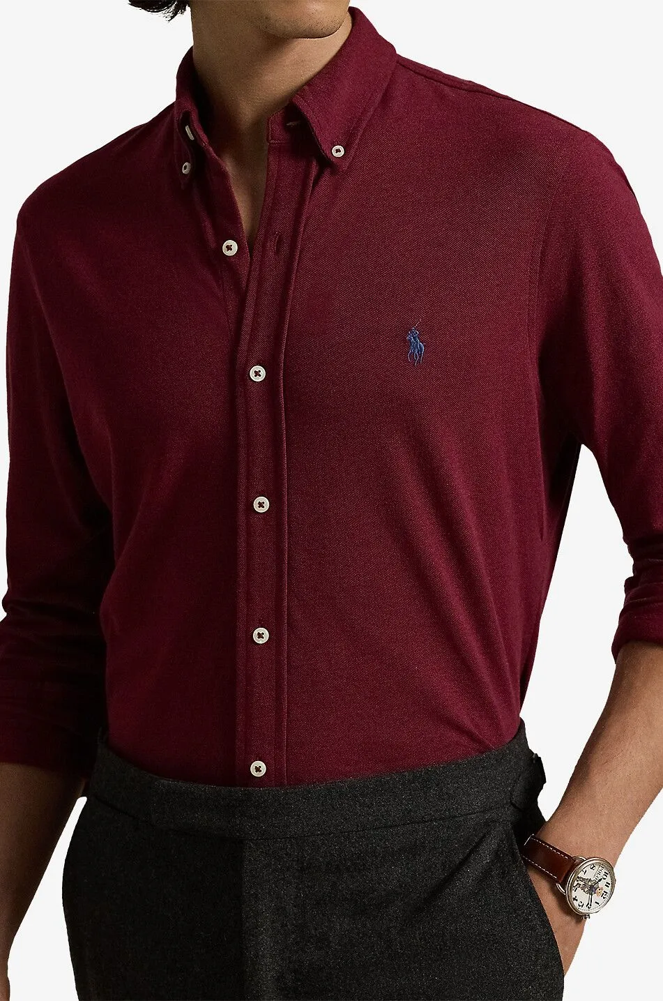 Chemise en coton piqué Featherweight