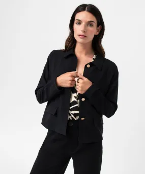 Chemise à manches longues avec boutons métalliques femme noir