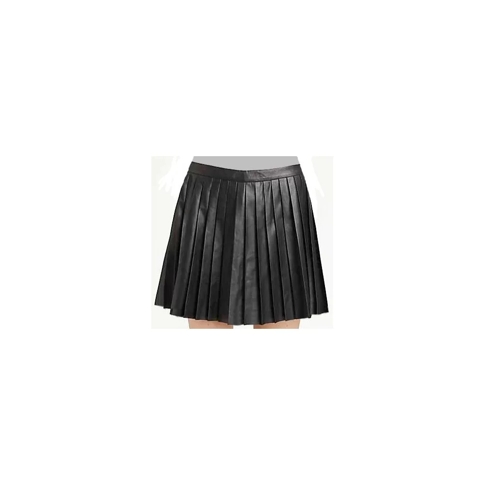 Jupe cuir plissée agneau noir modèle Vera