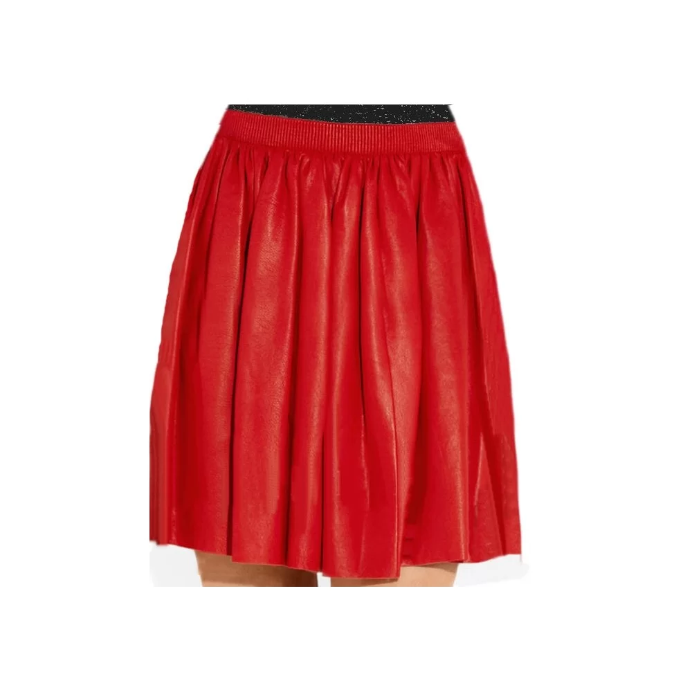 Jupe cuir plissée agneau rouge modèle Zina