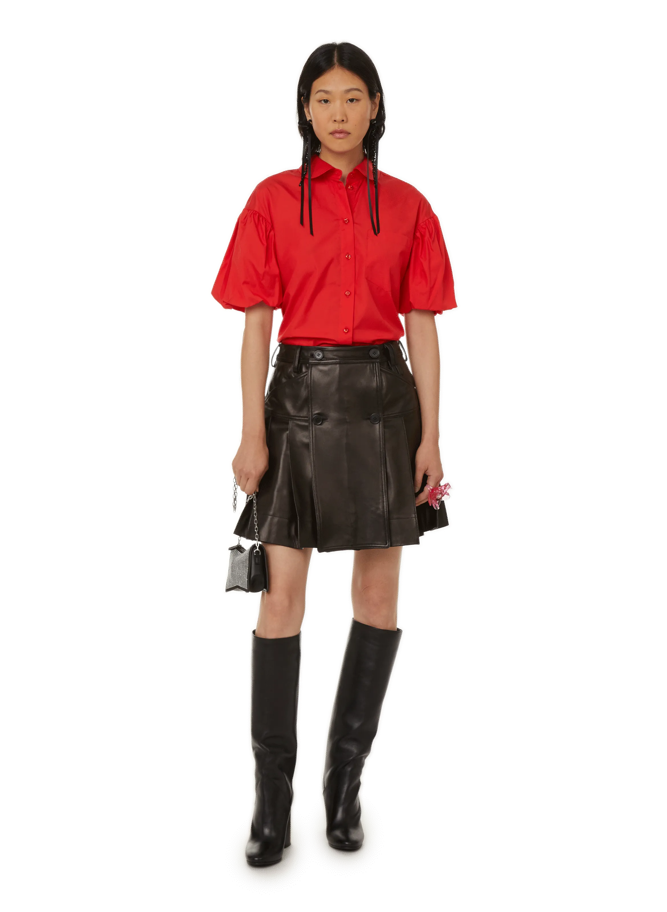 JUPE PLISSéE EN CUIR - SIMONE ROCHA pour FEMME | Printemps