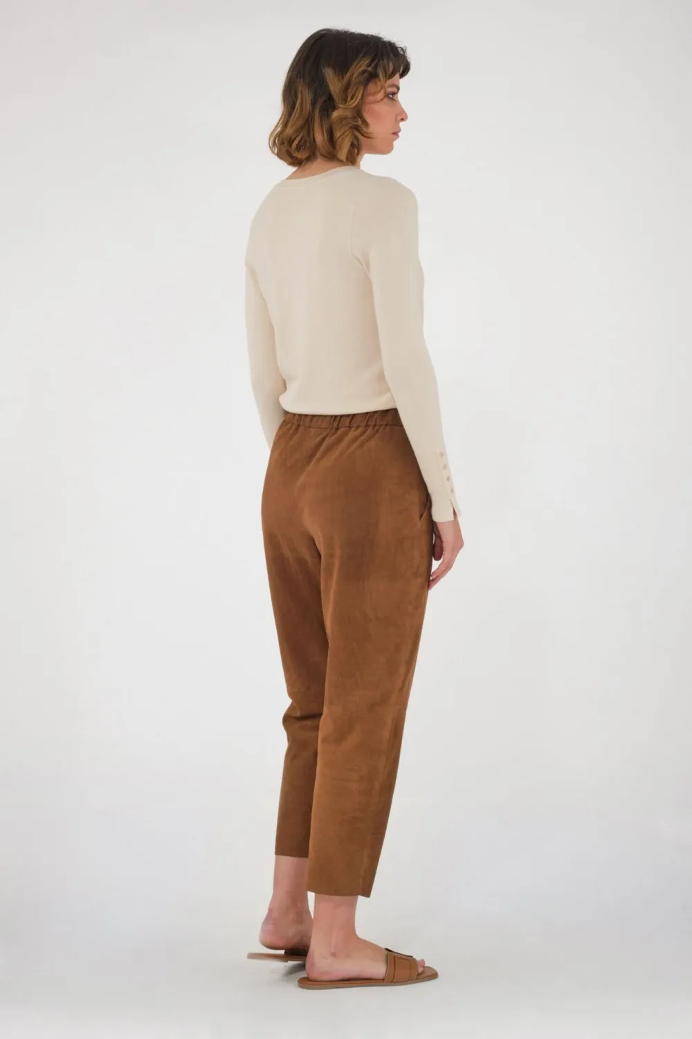 Pantalon 7/8ieme chevreau velours, Cesare Nori - MARBELLA Daim Camel | Cesare Nori