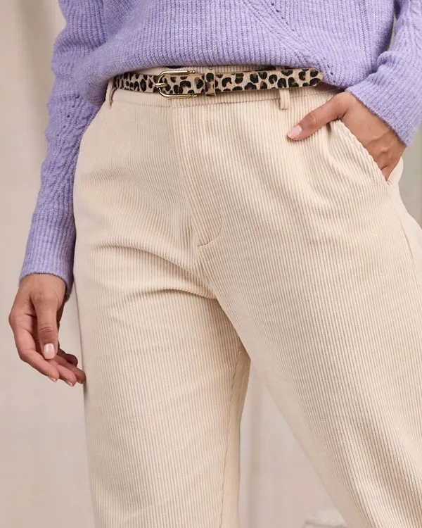 Pantalon en velours ecru chiné 