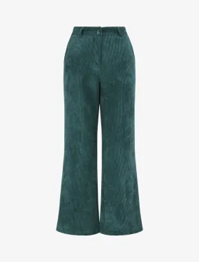 Pantalon uni en velours - Vert sapin