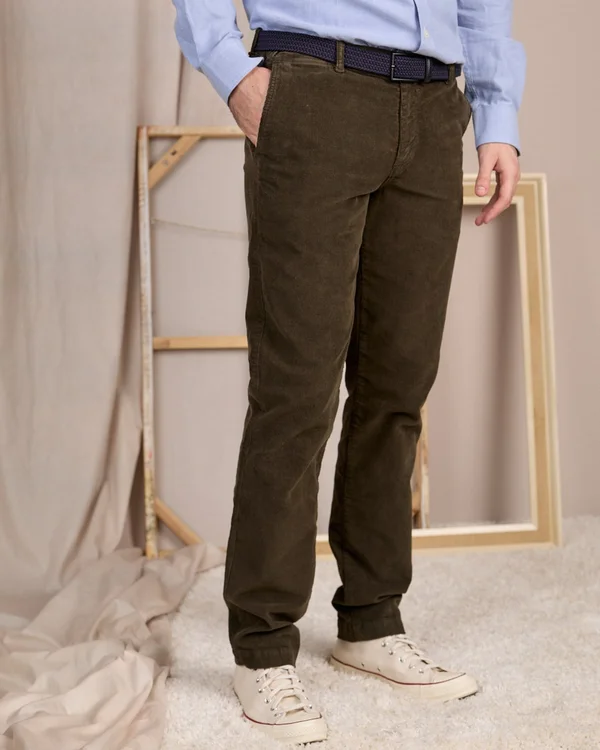 Pantalon velours côtelé kaki 