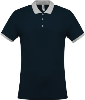 Polo bicolore pour homme - K258 - bleu marine - manches courtes 