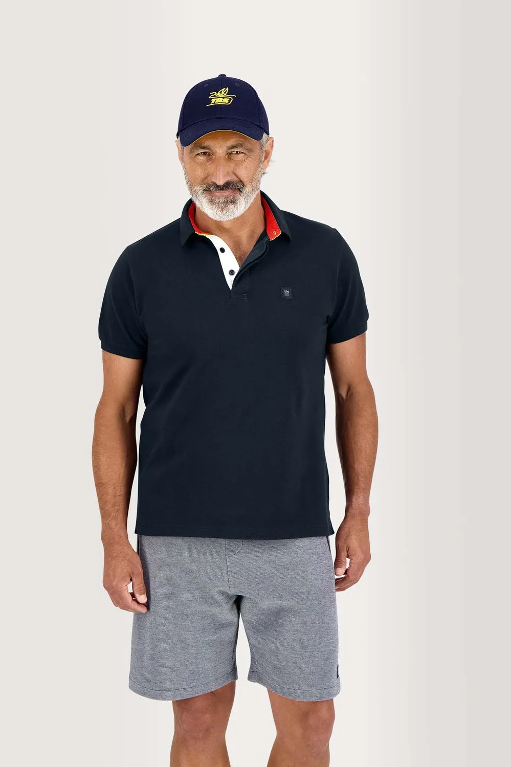 Polo Homme Coton Piqué Manches Courtes Marine tbs