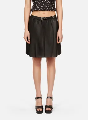 THE KOOPLES  Jupe courte évasée en cuir - Noir