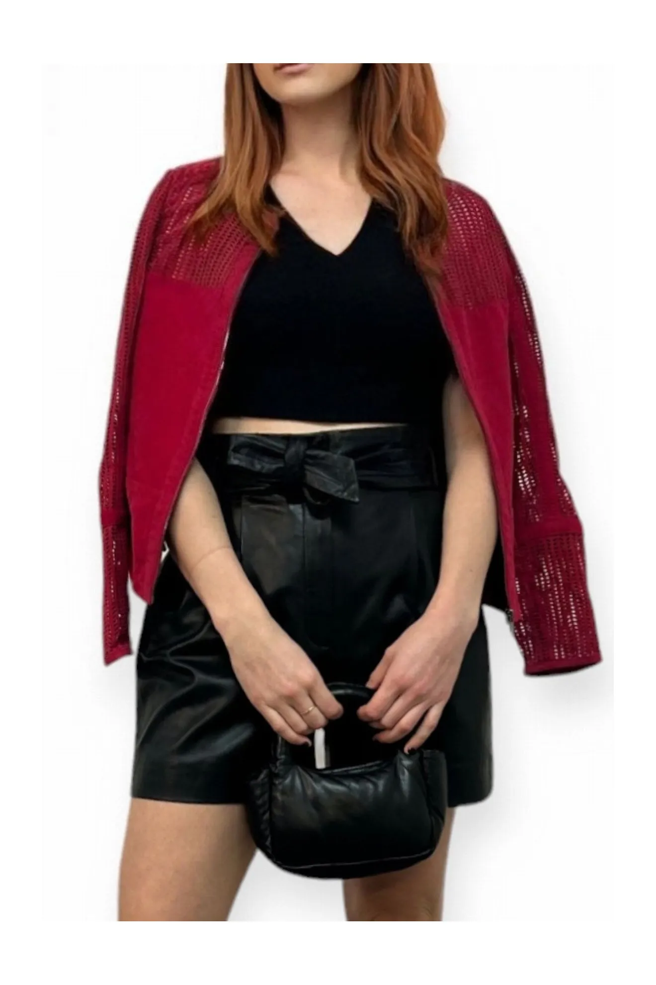veste en daim perforé